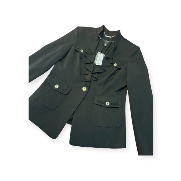 White House Black Market ruffle collar black blazer NWT - Picture 4 of 13